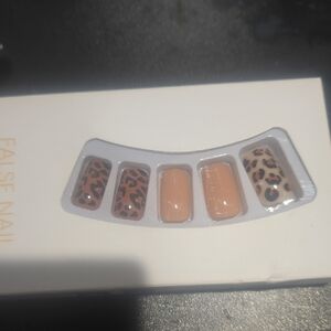 Leopard Print and Nude False Nails